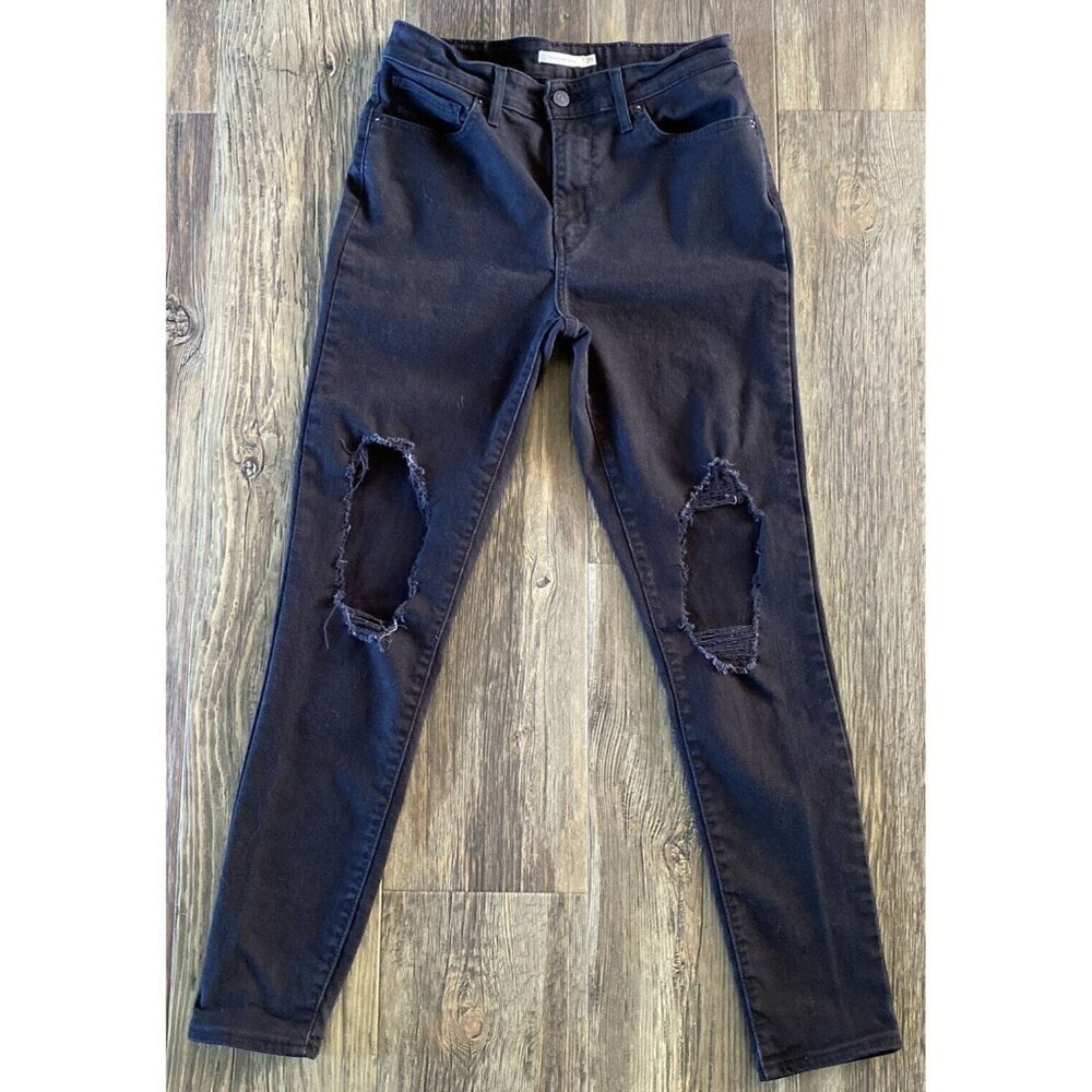 Levi Strauss & Co 721 Black High Rise Skinny Distressed Jeans Women’s 29 X 30
